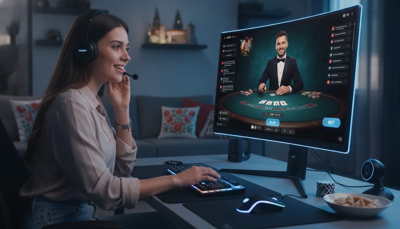 Live Casino Experience Woman interacting with live dealer
